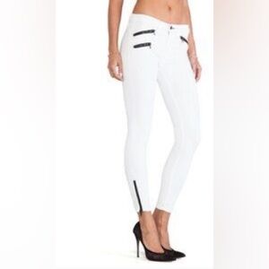 Rag & Bone Skinny Jeans w/ Black Zipper Accents Cream SZ 28